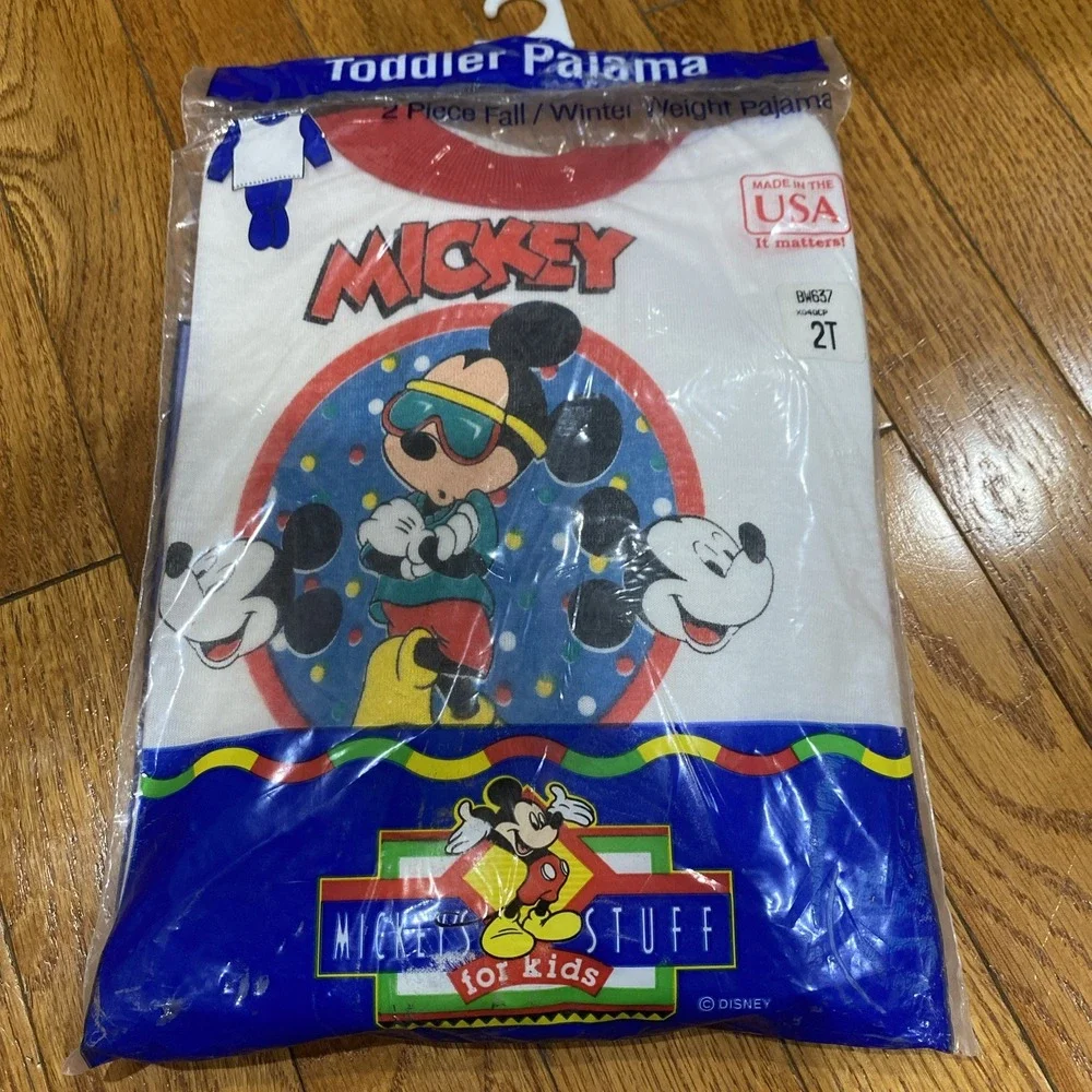 Vtg NOS Lullaby Land Pajamas 2 Piece Mickey Sz 2 Toddler